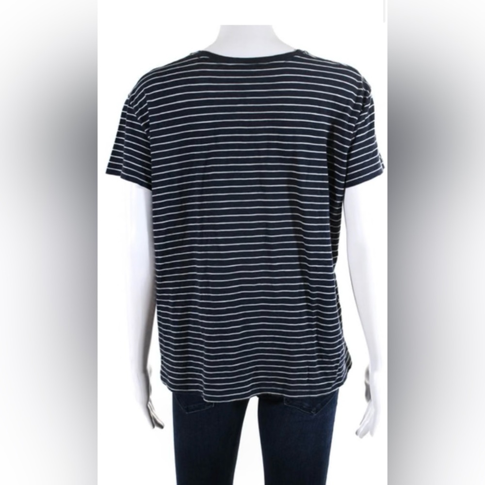 Vince Womens Cotton Striped Short Sleeve Round Neck T-Shirt Blue Size Medium. - Picture 3 of 5